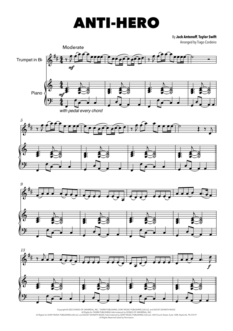 Anti-hero B-Flat Trumpet scores gallery preview page 1