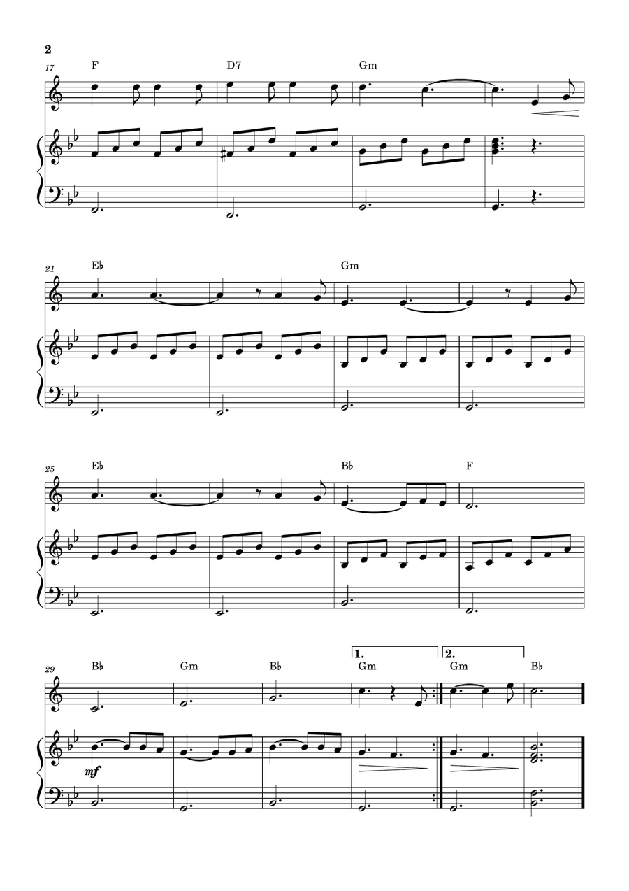 Hallelujah B-Flat Trumpet scores gallery preview page 2