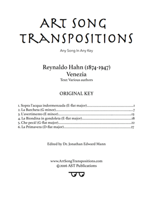 HAHN: Venezia (Original key)