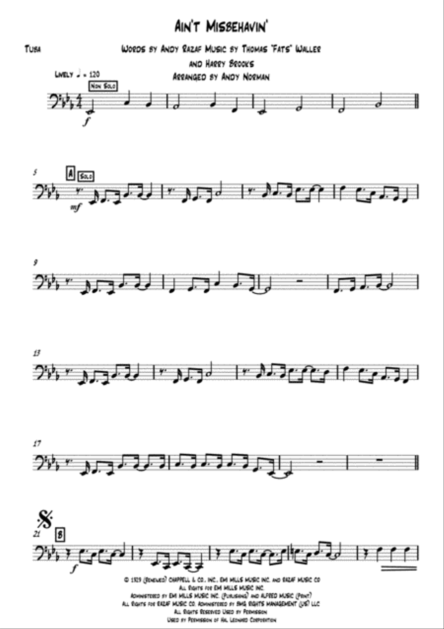 Ain't Misbehavin' Brass Ensemble scores gallery preview page 1