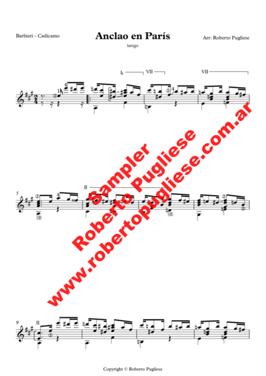 Anclao en Paris - Tango (Barbieri - Cadicamo) Classical Guitar scores gallery preview page 3