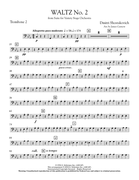 Waltz No. 2 (from Suite For Variety Stage Orchestra) - Trombone 2