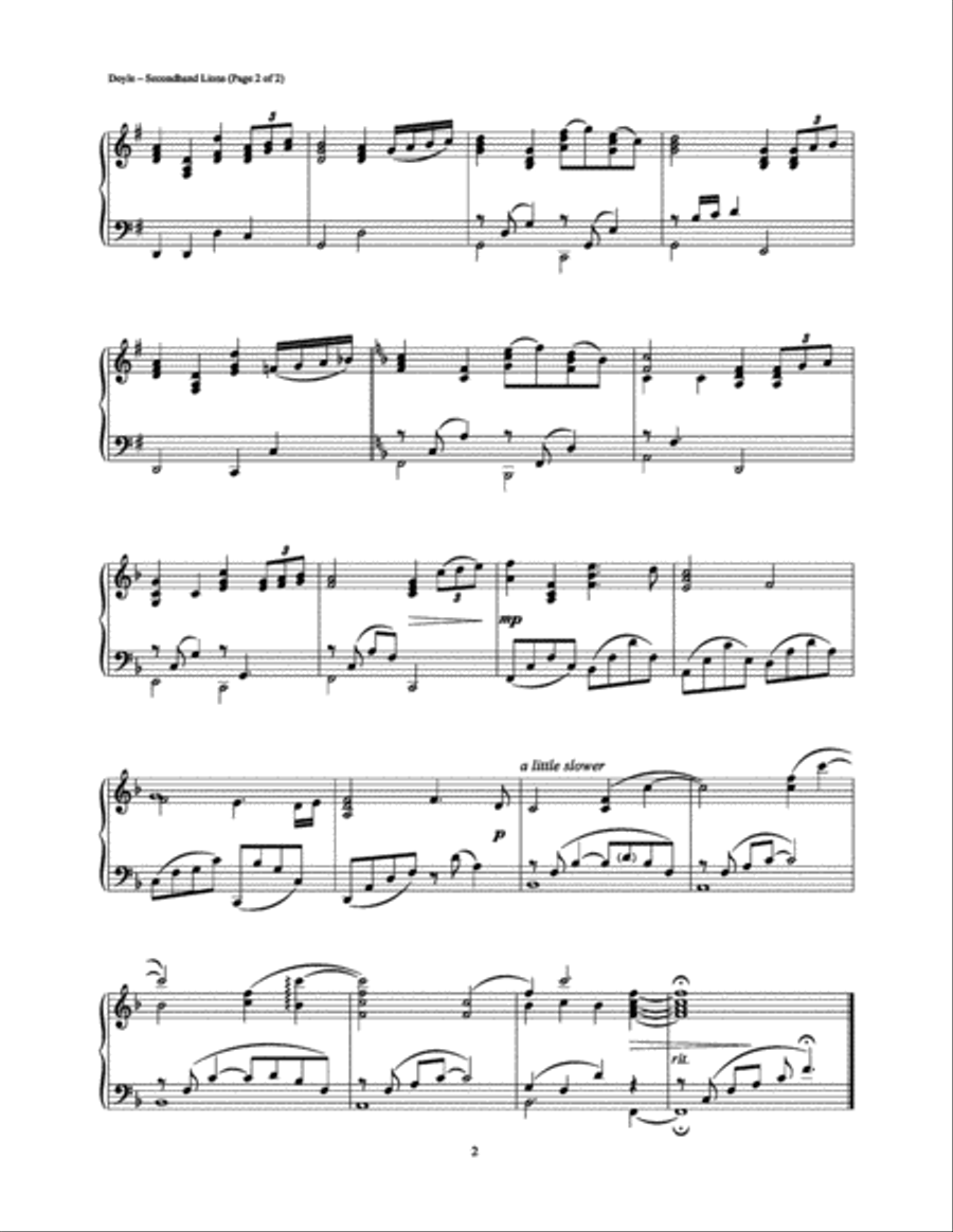 Secondhand Lions (Main Theme) Piano Solo scores gallery preview page 2