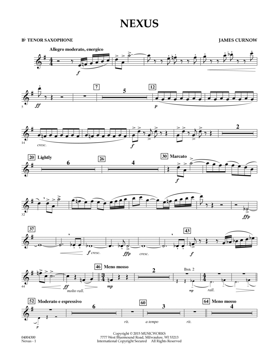 Nexus - Bb Tenor Saxophone Tenor Saxophone scores gallery preview page 1