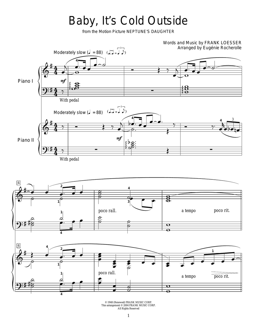 Baby, It's Cold Outside Piano Duet scores gallery preview page 1