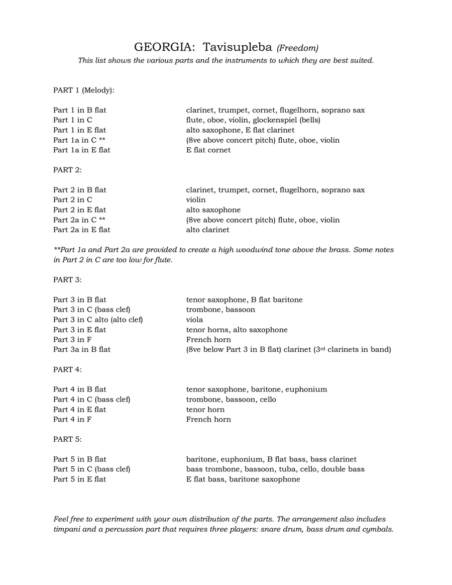 Georgia National Anthem: Tavisupleba (Freedom) Concert Band scores gallery preview page 3
