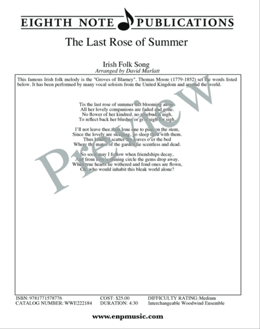 The Last Rose of Summer Woodwind Ensemble scores gallery preview page 2