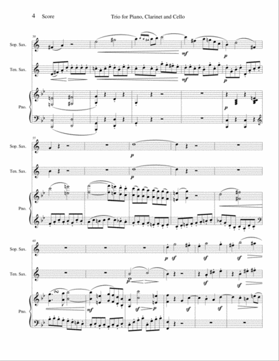 Trio for Piano, Clarinet and Cello Clarinet scores gallery preview page 4