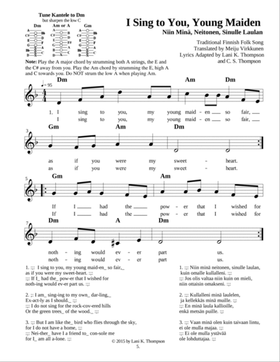 Nine Songs For Eleven String Kanteles Easy Piano scores gallery preview page 6