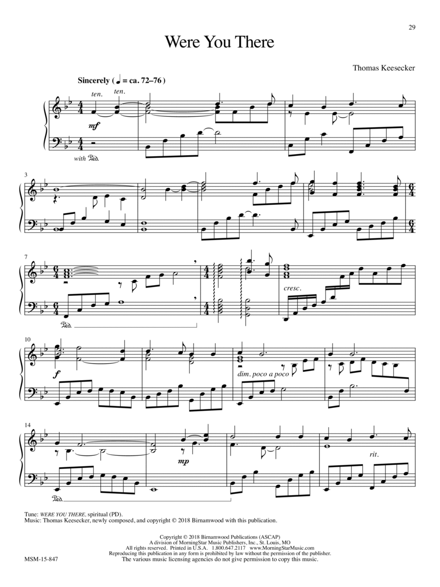 Were You There Were You There Piano Solo scores gallery preview page 1