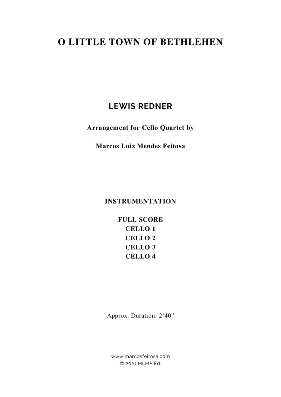 O Little Town of Bethlehem - Cello Quartet String Quartet scores gallery preview page 2