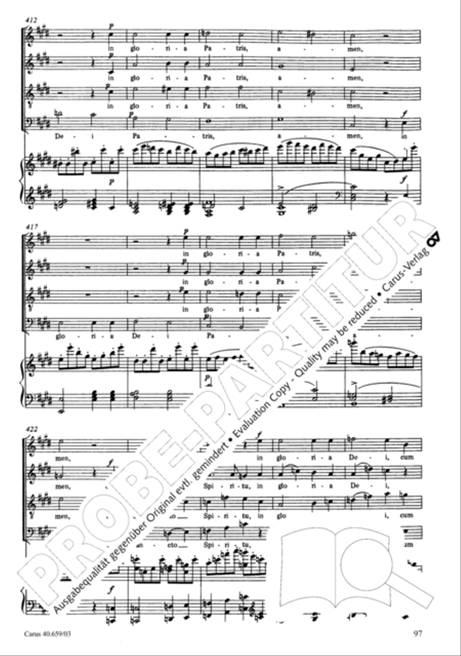 Mass in A flat major (Messe in As) 4-Part scores gallery preview page 98
