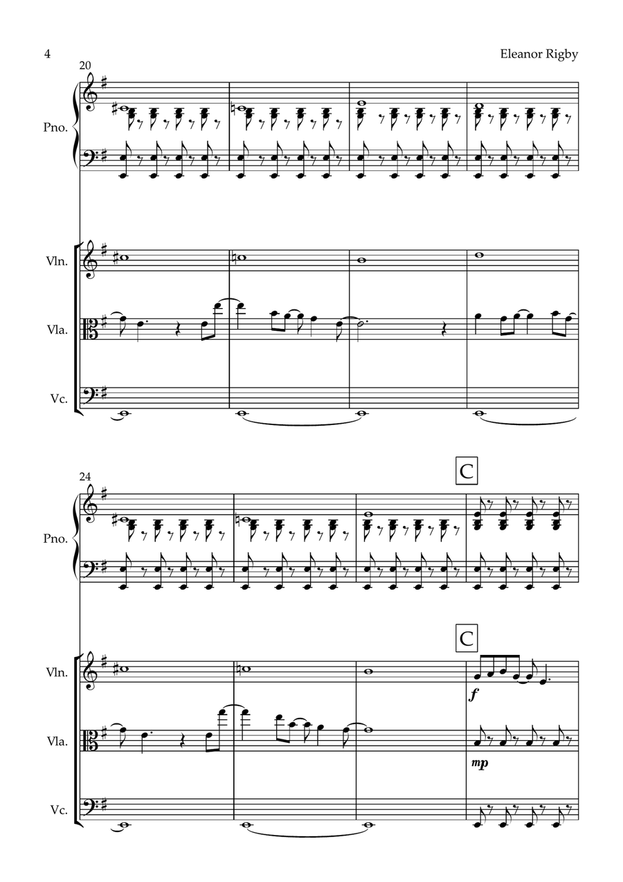 Eleanor Rigby Piano Quartet scores gallery preview page 4