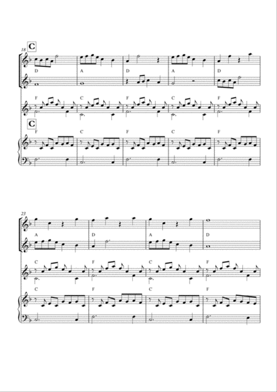 Melodious Instrumental Interlude 2'01 in F for 2 flutes, guitar and/or piano by Simon Peberdy image number null