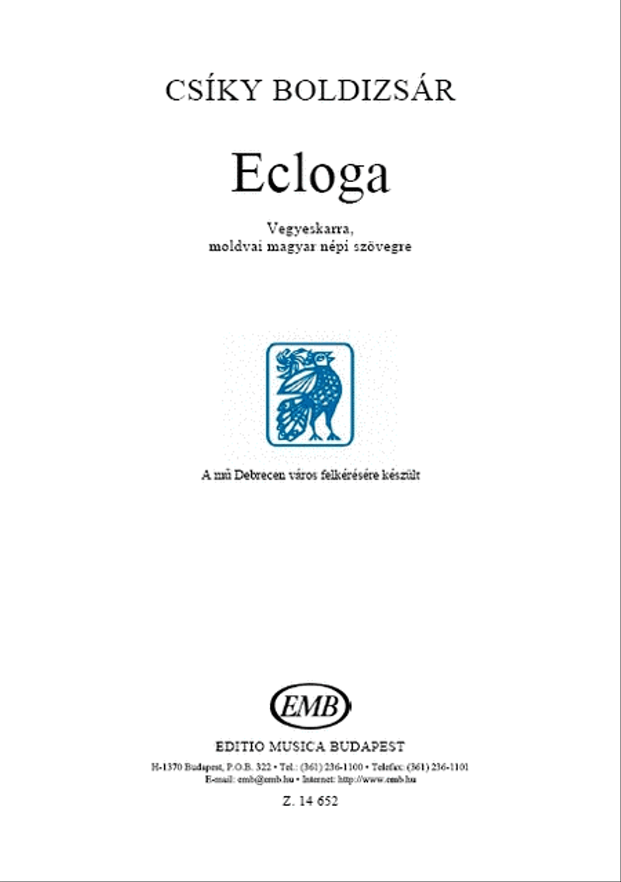 Ecloga for mixed vioces on Modovan Hungarian folk A Cappella scores gallery preview page 1