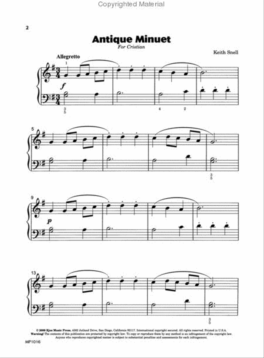 Antique Minuet Piano Method scores gallery preview page 2