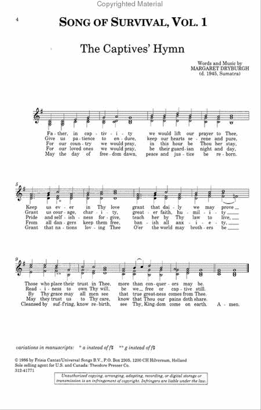 Song of Survival, Volume 1 SSAA scores gallery preview page 2