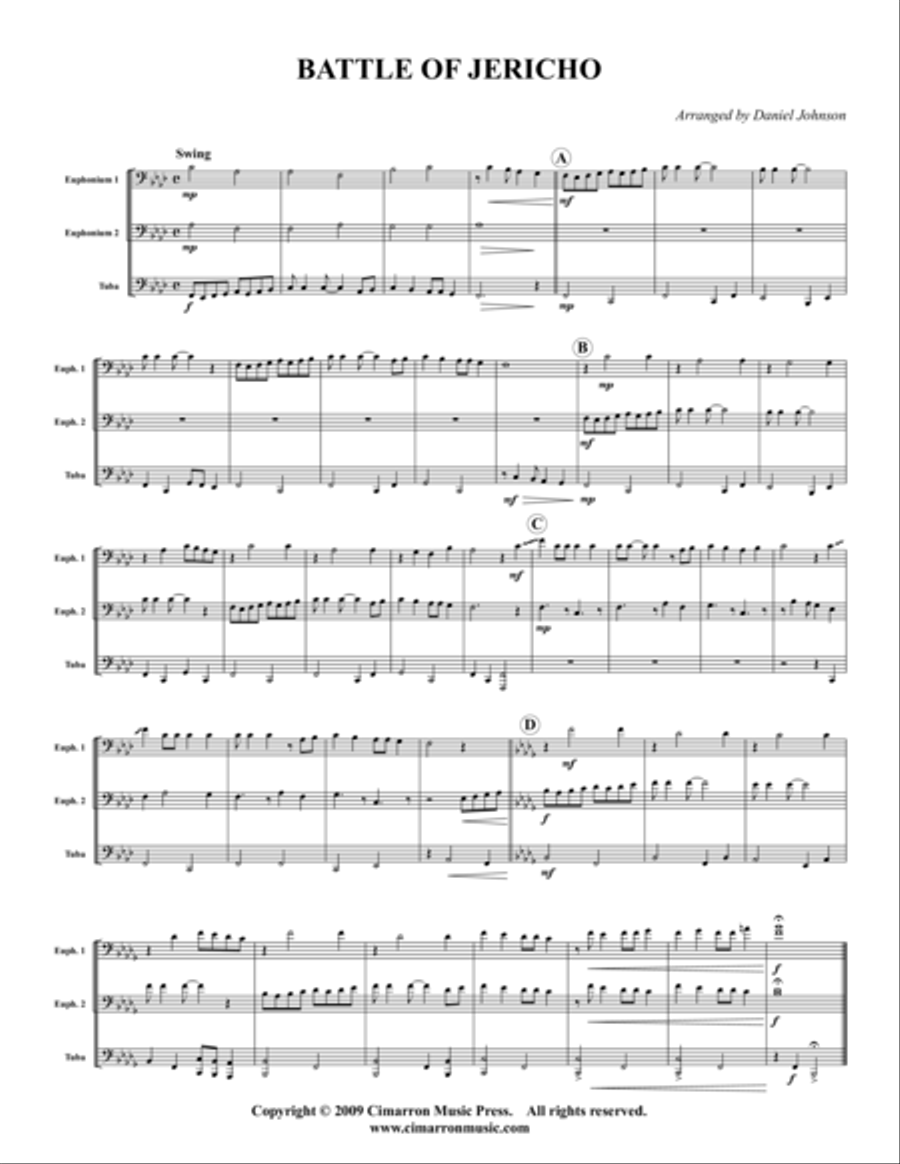 Battle of Jericho Brass Trio scores gallery preview page 1