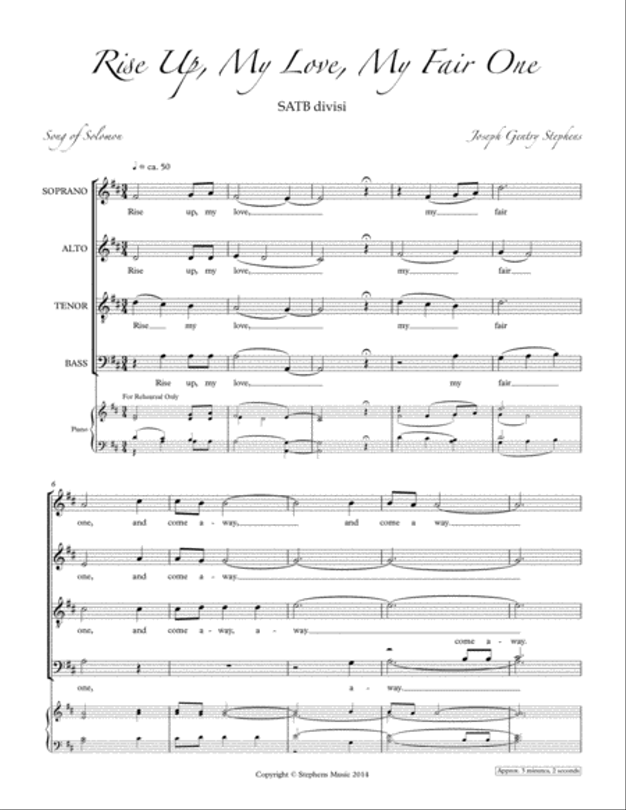 Rise Up, My Love, My Fair One 4-Part scores gallery preview page 1