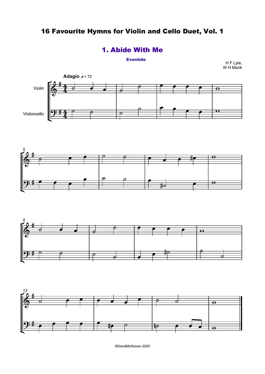 16 Favourite Hymns Vol.1 for Violin and Cello Duet String Duet scores gallery preview page 2