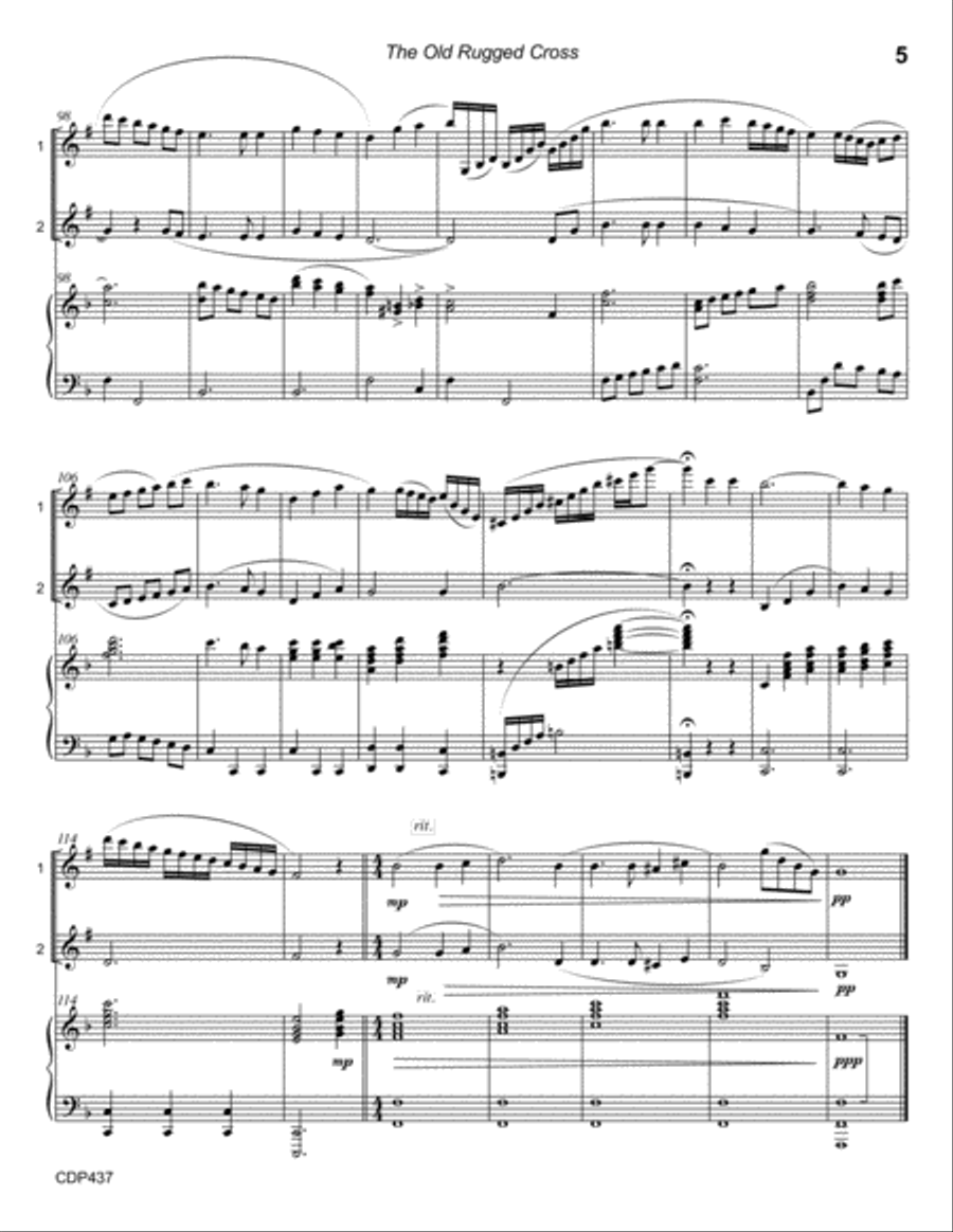 THE OLD RUGGED CROSS - CLARINET DUET with Piano Accompaniment Clarinet Duet scores gallery preview page 5