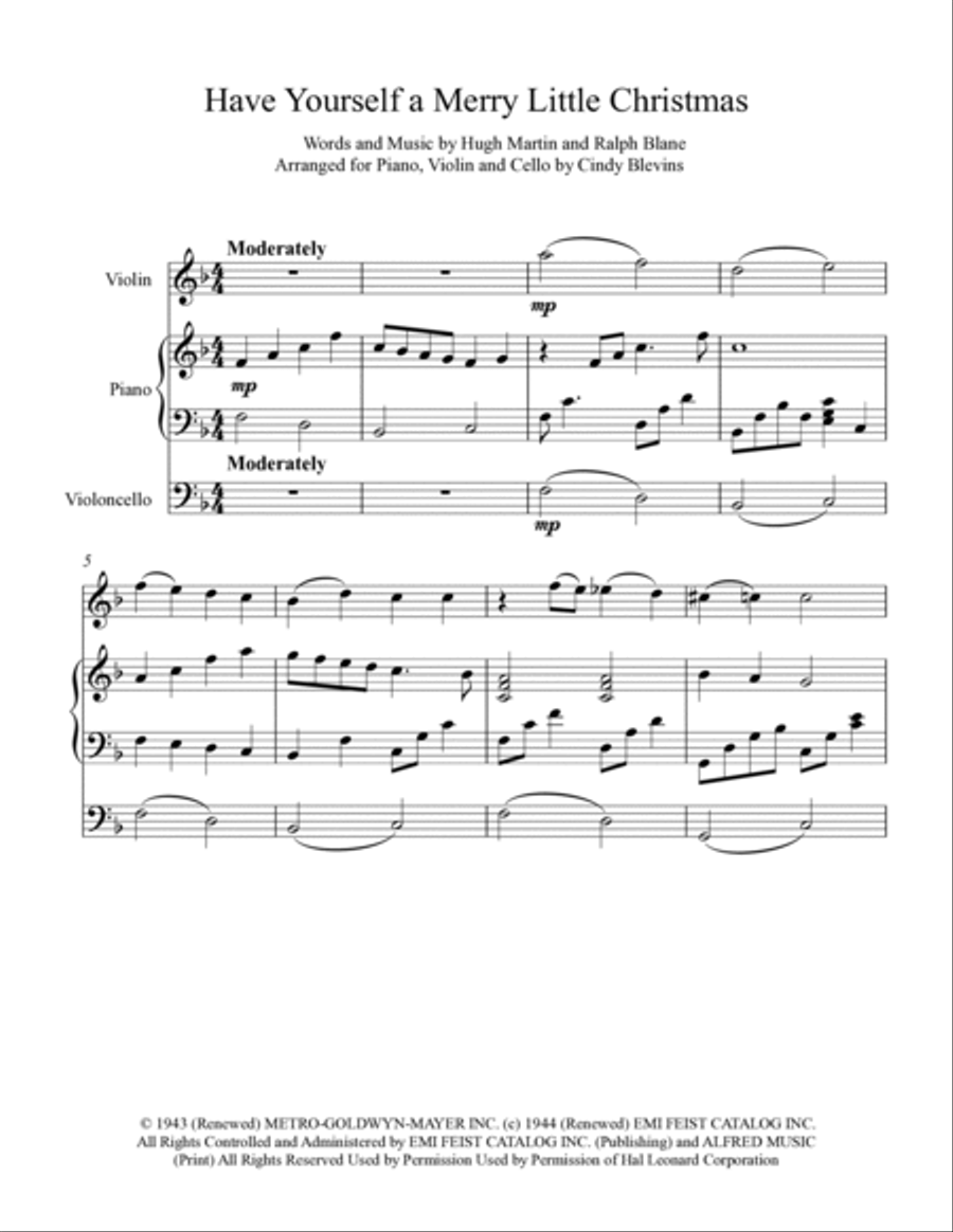 Have Yourself A Merry Little Christmas from MEET ME IN ST. LOUIS Piano Trio scores gallery preview page 2
