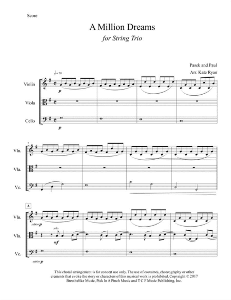 A Million Dreams A Million Dreams String Trio scores gallery preview page 2