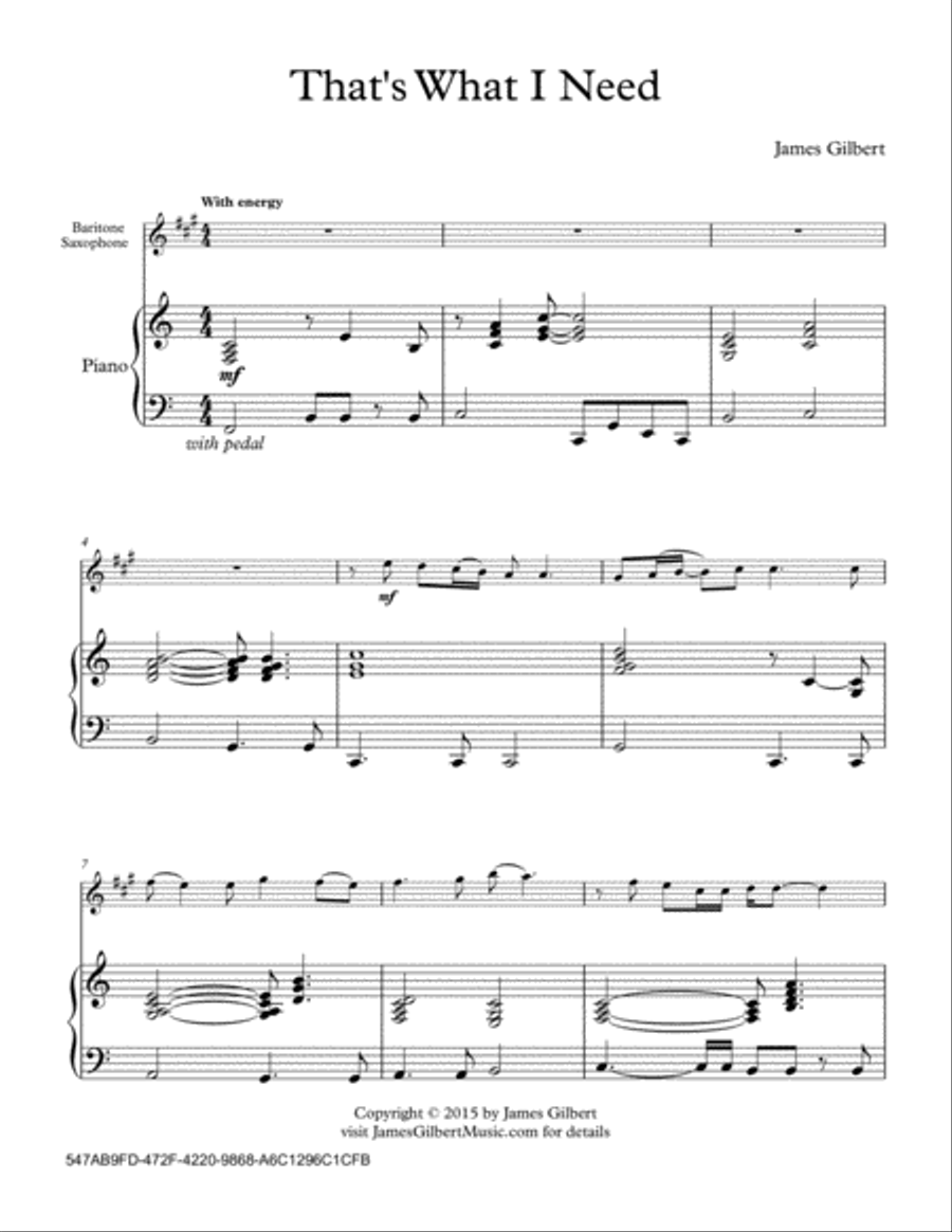 That's What I Need That's What I Need Baritone Saxophone scores gallery preview page 1