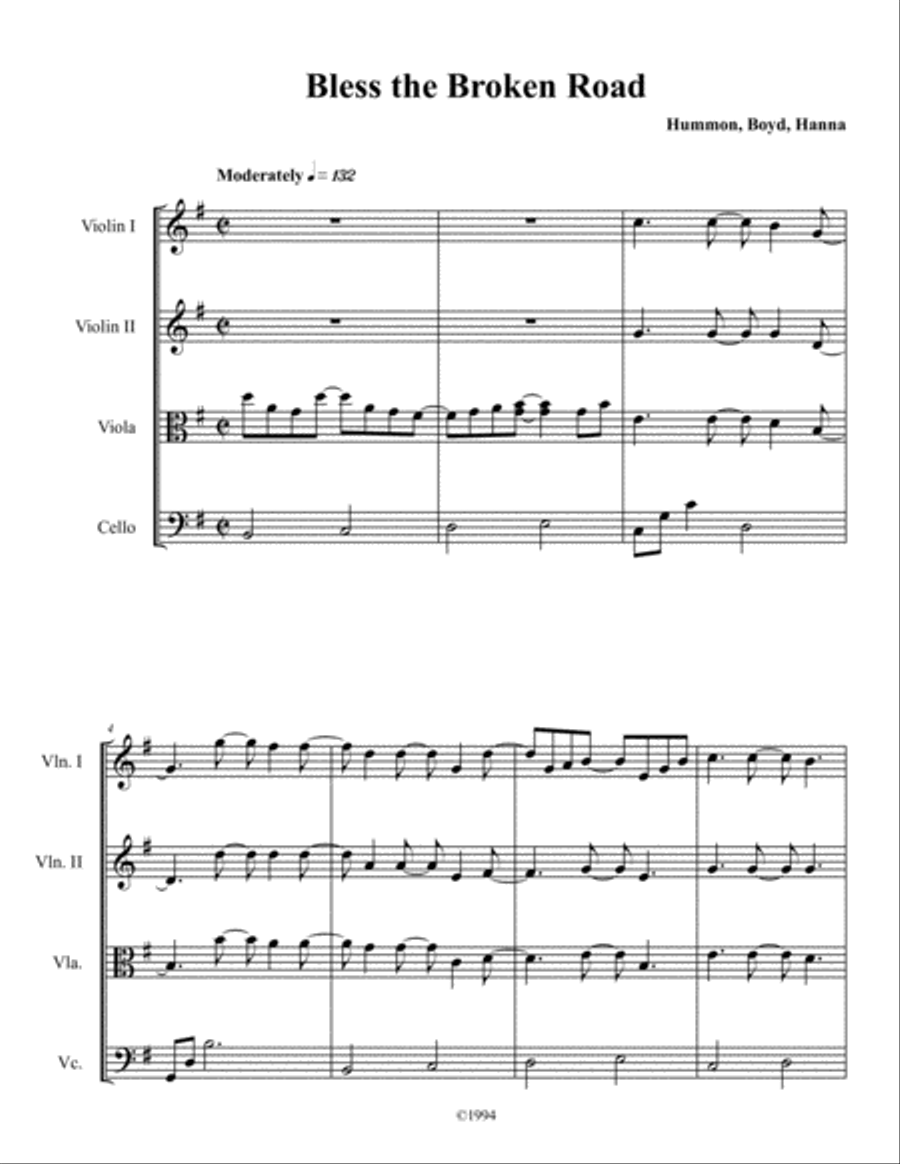 Bless The Broken Road Bless The Broken Road String Quartet scores gallery preview page 1