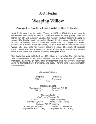 Weeping Willow - A Ragtime Two Step (Brass Quintet)