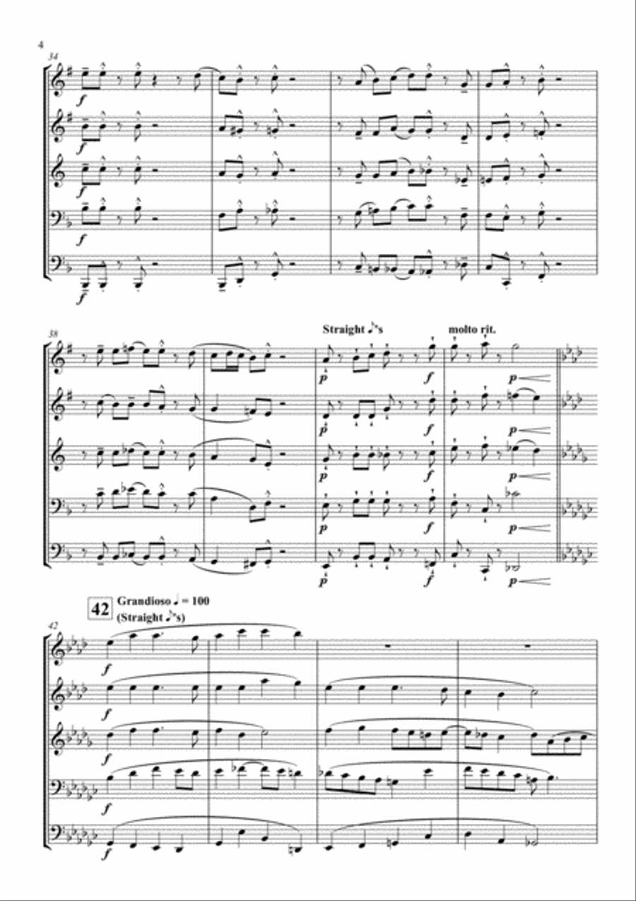 Hark! The Herald Angels Sing by Felix Mendelssohn - BRASS QUINTET Brass Quintet scores gallery preview page 6