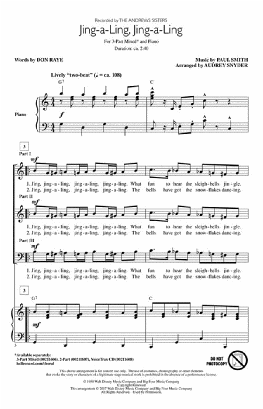 Jing-a-Ling, Jing-a-Ling Choir scores gallery preview page 2