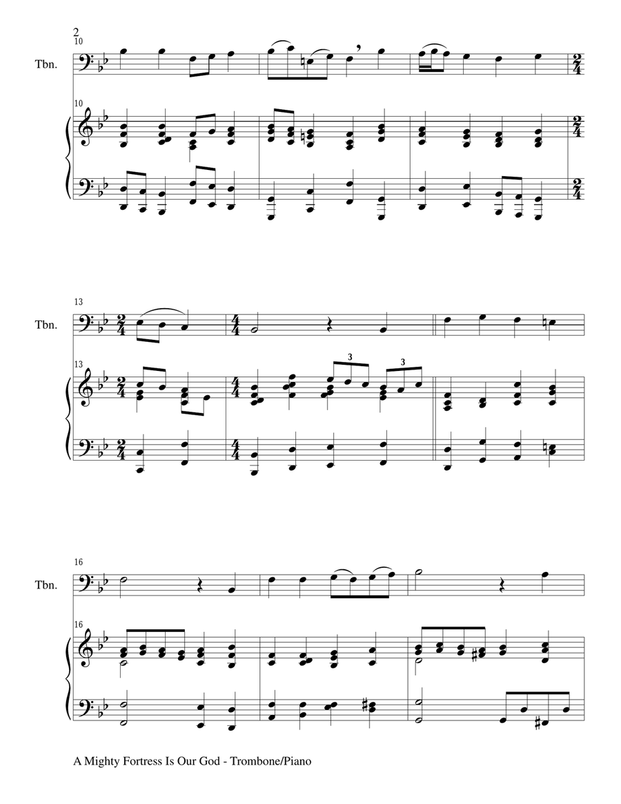 A MIGHTY FORTRESS IS OUR GOD (Duet – Trombone and Piano/Score and Parts) Trombone Duet scores gallery preview page 2