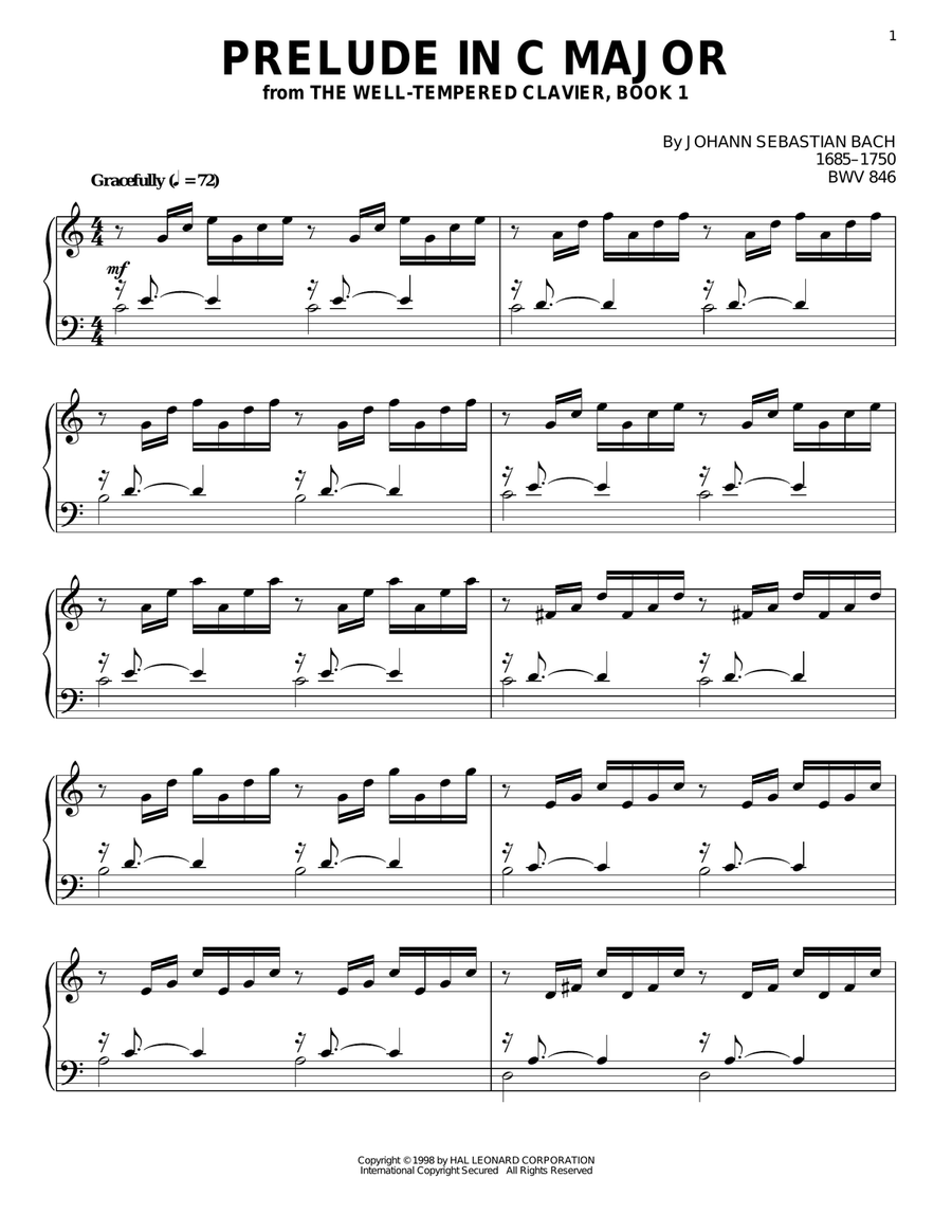Prelude In C Major Acoustic Guitar scores gallery preview page 1
