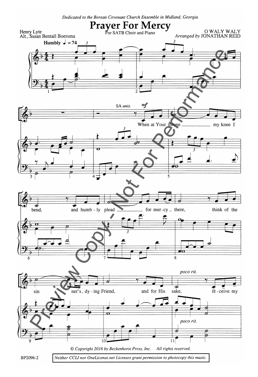 Prayer for Mercy Prayer for Mercy 4-Part scores gallery preview page 2