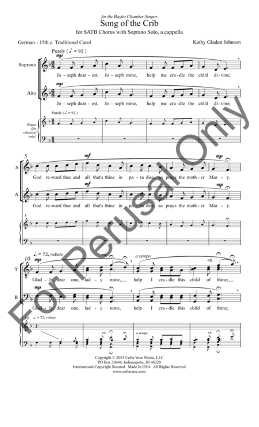 Song of the Crib Divisi scores gallery preview page 2
