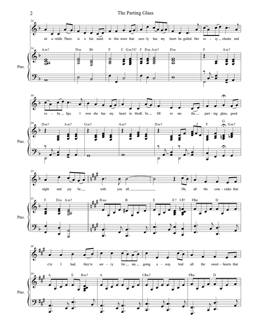 The Parting Glass (for Vocal Solo) Piano, Vocal scores gallery preview page 2