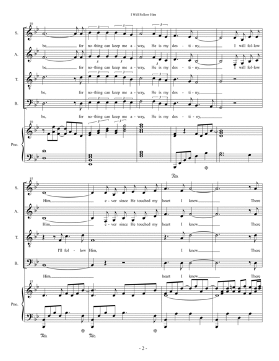 I Will Follow Him (i Will Follow You) 4-Part scores gallery preview page 2