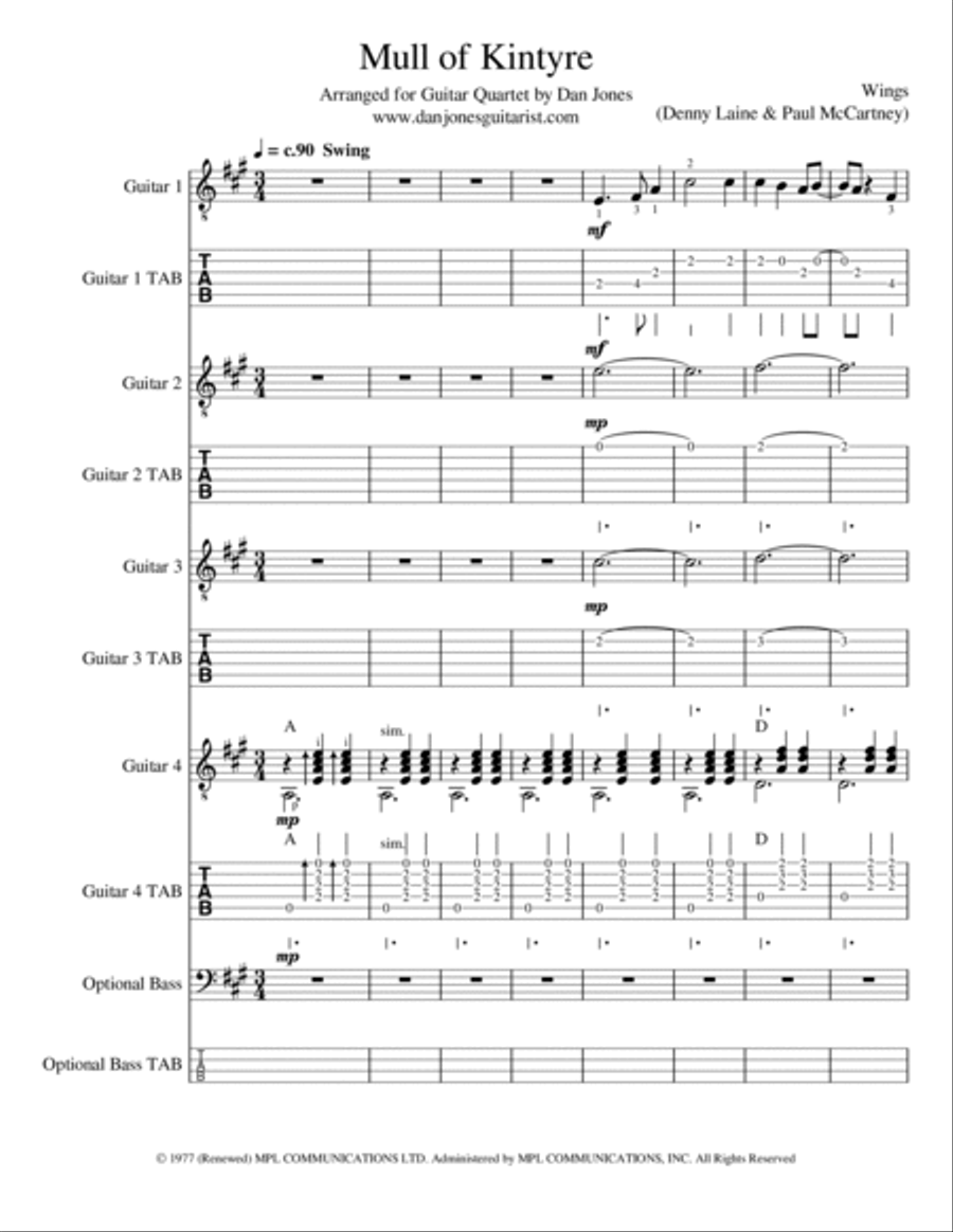 Mull Of Kintyre Guitar Ensemble scores gallery preview page 2
