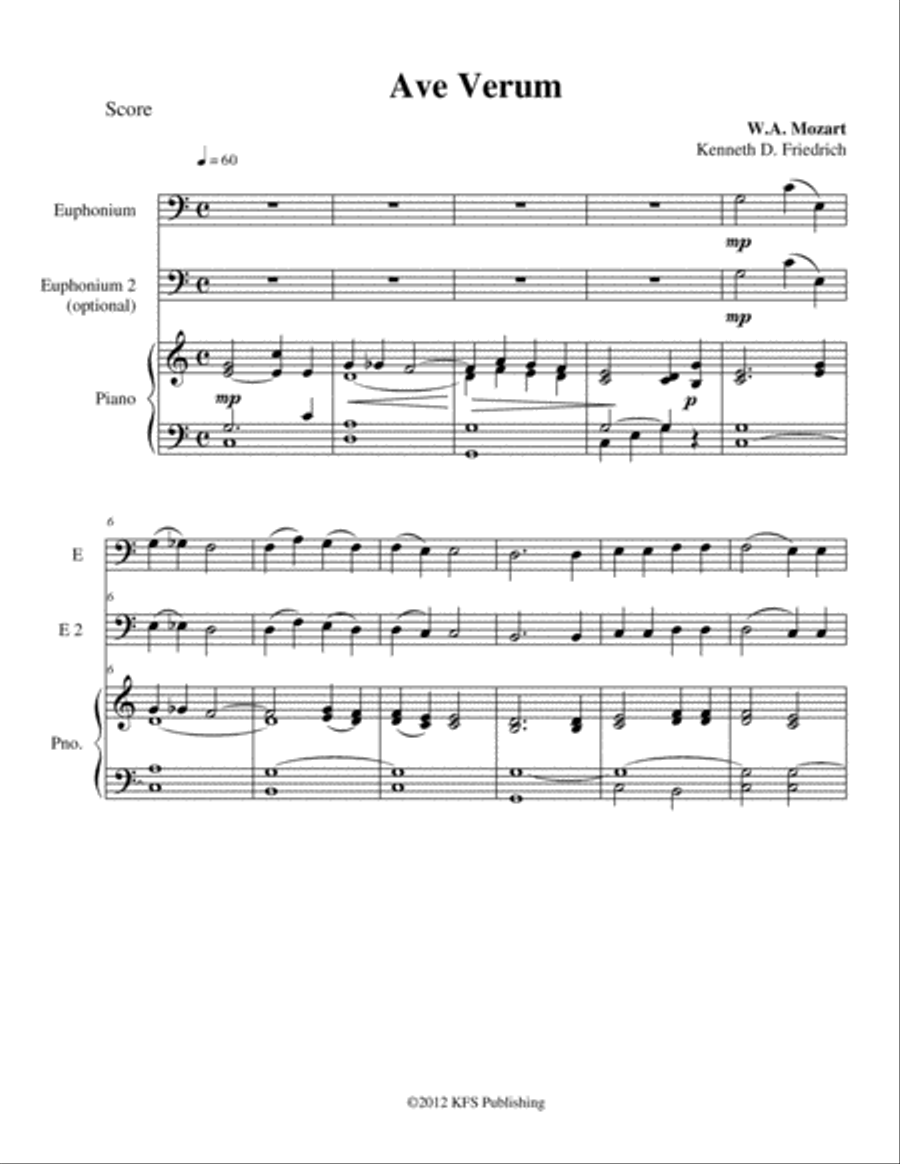 Mozart - Ave Verum Brass Ensemble scores gallery preview page 1