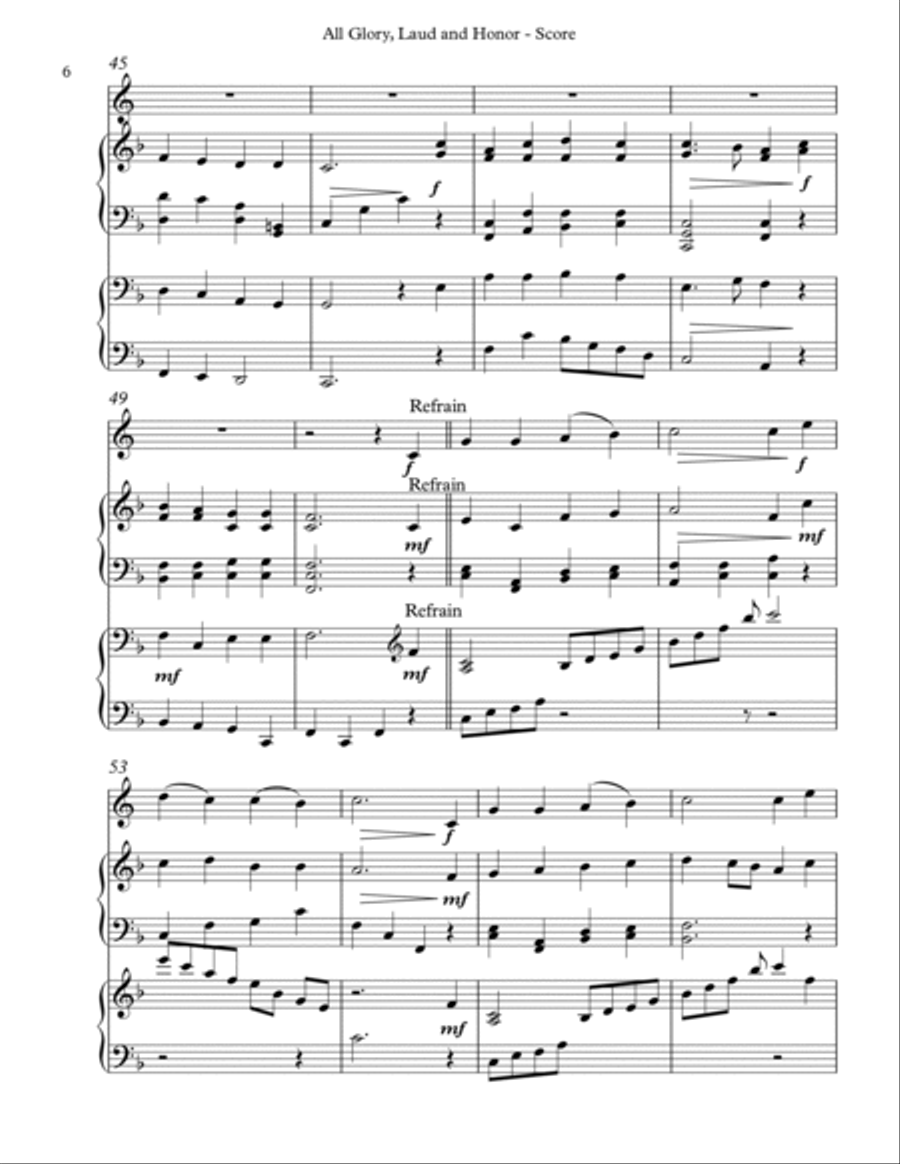 All Glory, Laud and Honor Trio for French Horn, Harp and Piano Horn scores gallery preview page 6