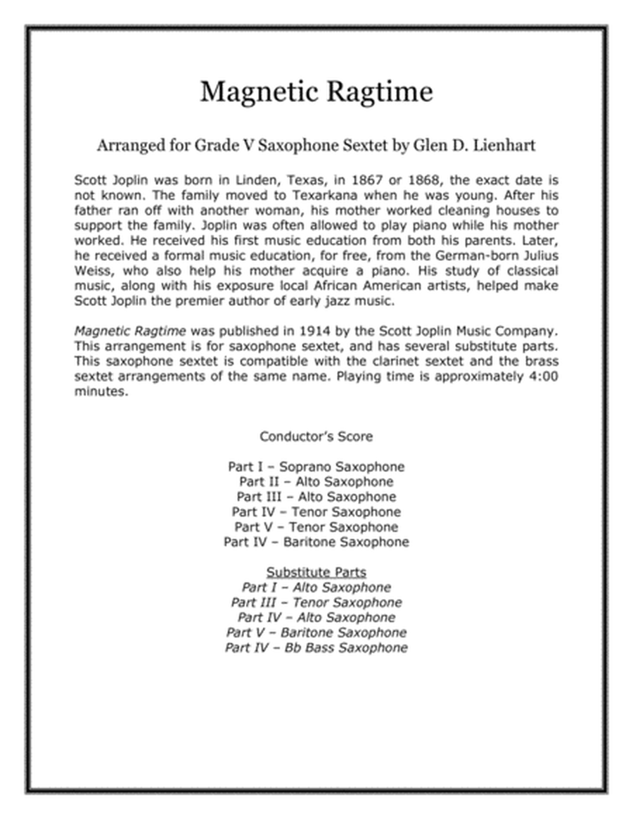 Magnetic Ragtime (Saxophones) image number null