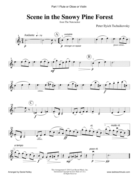 Scene in the Snowy Pine Forest from The Nutcracker for Piano Quartet (Violin, Viola, Cello, Piano) S