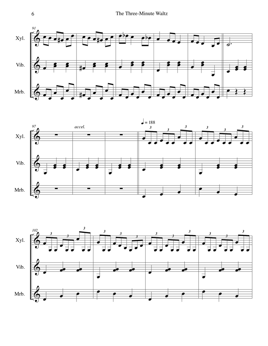 The Three-Minute Waltz - for mallet keyboard percussion trio Percussion Ensemble scores gallery preview page 6