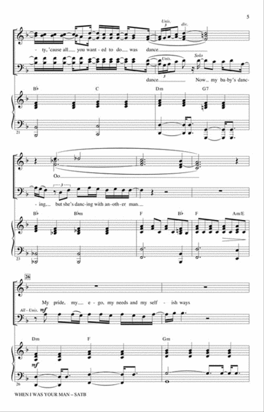 When I Was Your Man 4-Part scores gallery preview page 3