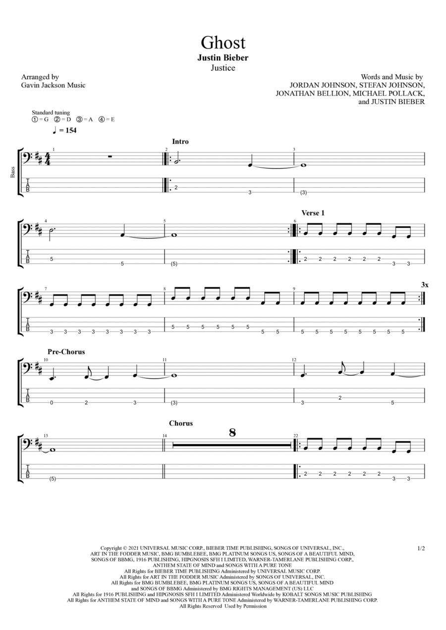 Ghost Bass Guitar scores gallery preview page 1