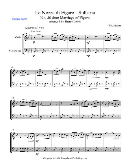MARRIAGE OF FIGARO - LE NOZZE DI FIGARO - SULL'ARIA - Mozart, String Duo, Intermediate Level for vi image number null