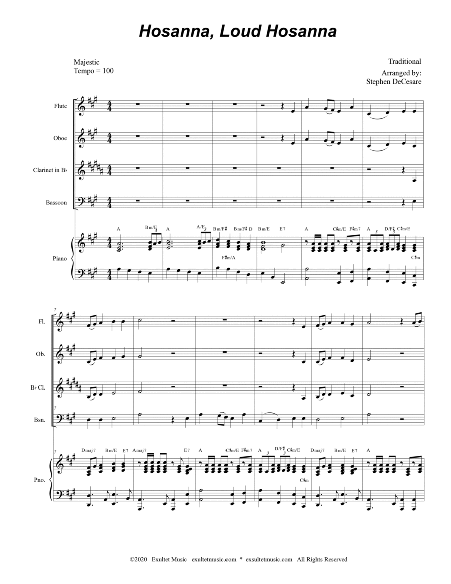 Hosanna, Loud Hosanna (Woodwind Quartet - Piano accompaniment) image number null