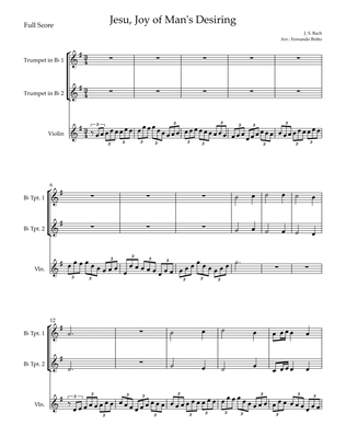 Jesu, Joy of Man's Desiring (J. S. Bach) for Violin Solo and 2 Trumpet