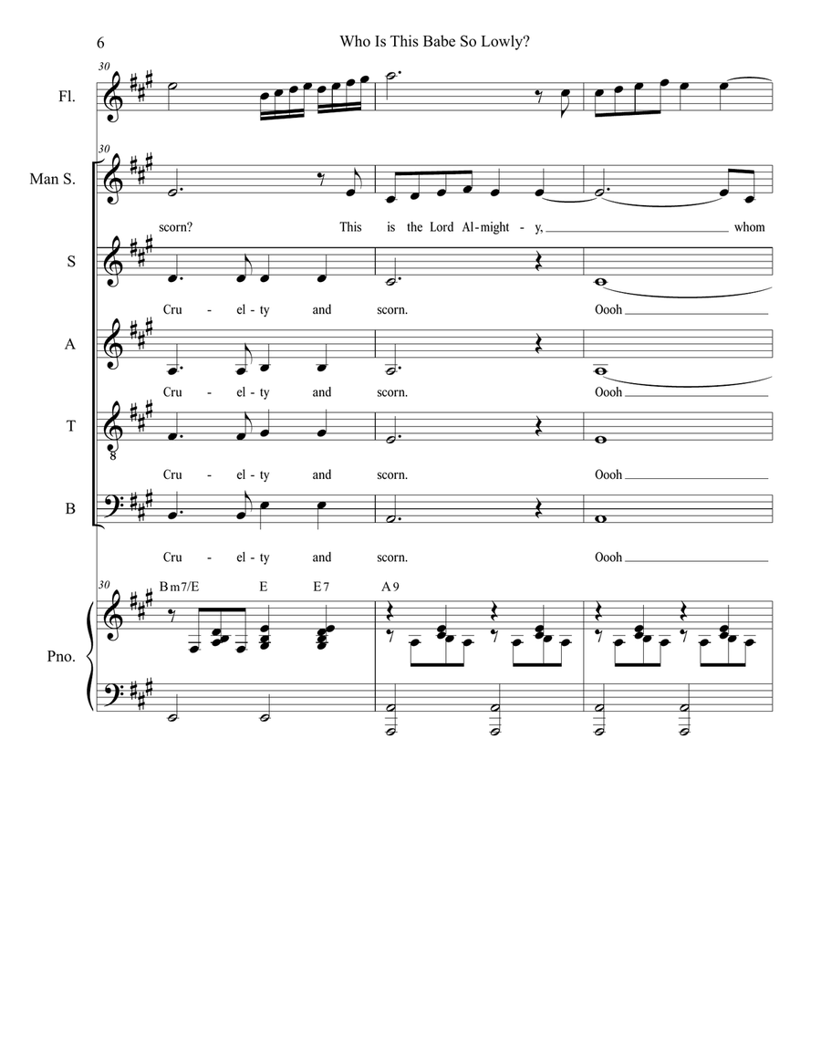Who Is This Babe So Lowly? (Solo and SATB) 4-Part scores gallery preview page 6